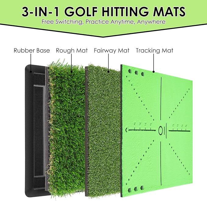 Golf Hitting Mat with Swing Path Tracer – Durable Golf Practice Mat for Indoor/Outdoor Use, Driving & Chipping Training – Golf Training Aid and Gift for Men & Women-StrideForce Fitness