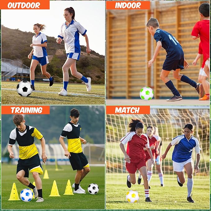 12 Pcs Soccer Balls for Teen Adult Bulk Deflated Soccer Ball with Pump Size 5 Indoor Outdoor Training Practice for School Sports Game Birthday Gifts Party Back to School-StrideForce Fitness