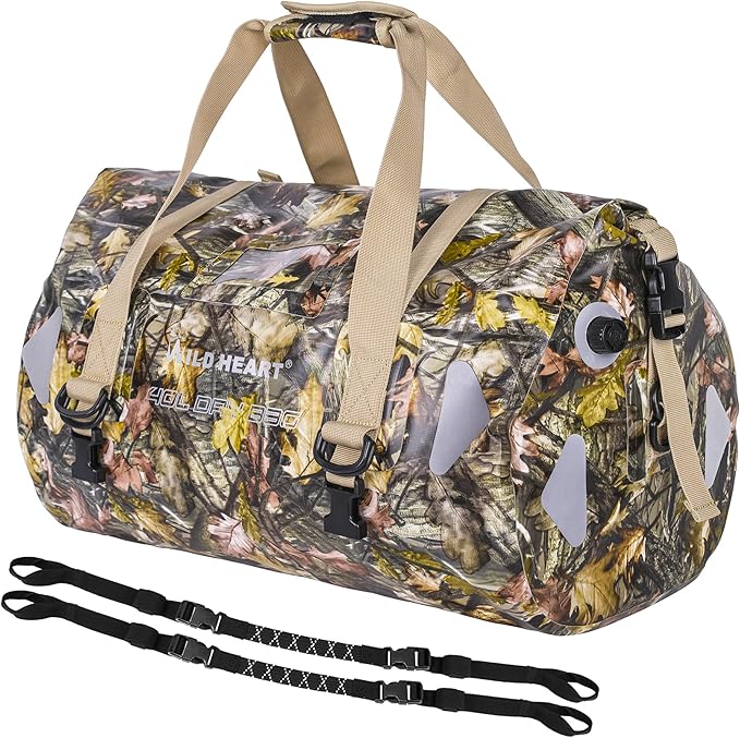 WILD HEART Waterproof Motorcycle Duffel Bag PVC500D Double-bottom With Rope Straps and Inner Pocket 40L 66L 100L for Kayaking, Camping, Boating,Motorcycle-StrideForce Fitness