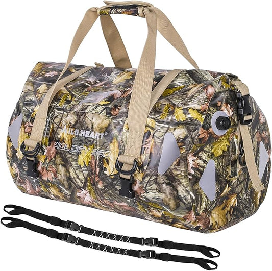 WILD HEART Waterproof Motorcycle Duffel Bag PVC500D Double-bottom With Rope Straps and Inner Pocket 40L 66L 100L for Kayaking, Camping, Boating,Motorcycle-StrideForce Fitness