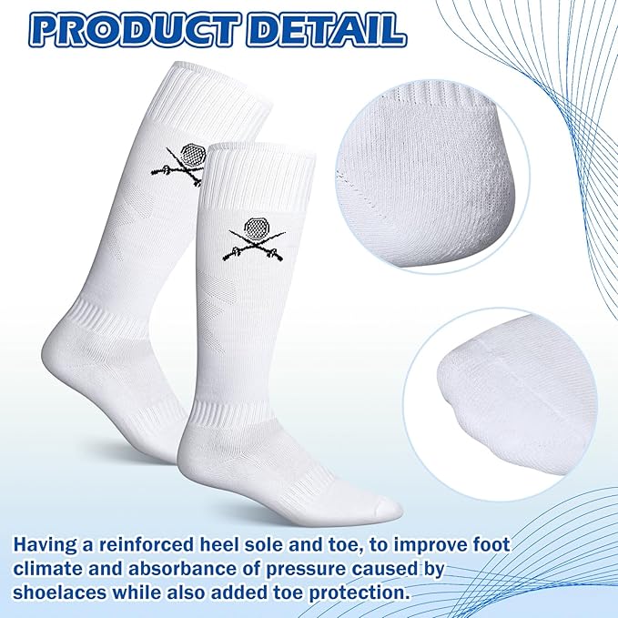 5 Pairs Fencing Socks for Epee Sabre and Foil White Cotton Knee High Socks Comfortable Support Athletic Stockings for Men Youth-StrideForce Fitness