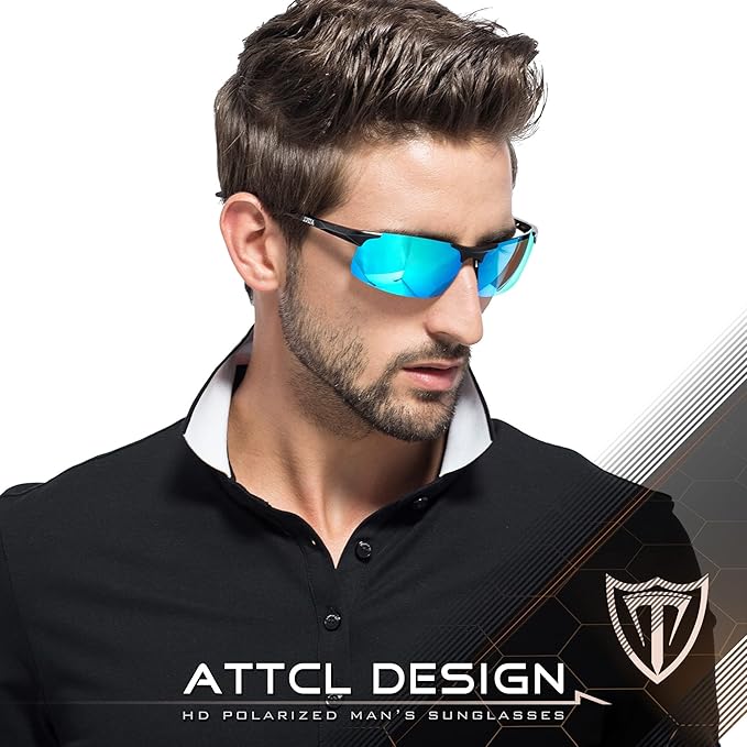 ATTCL Men's Sports Polarized Sunglasses Men for Driving running Fishing Golf - UV Protection Sun glasses Metal Frame-StrideForce Fitness