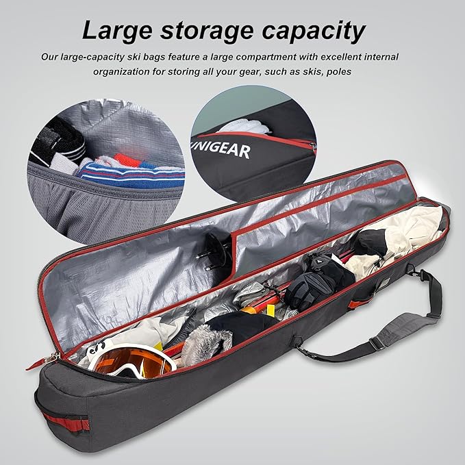 Unigear Ski Bag for Air Travel, 360° Fully Padded Protection, Water-Resistant and Durable up to 192cm for Snow Air Travel Transport-StrideForce Fitness