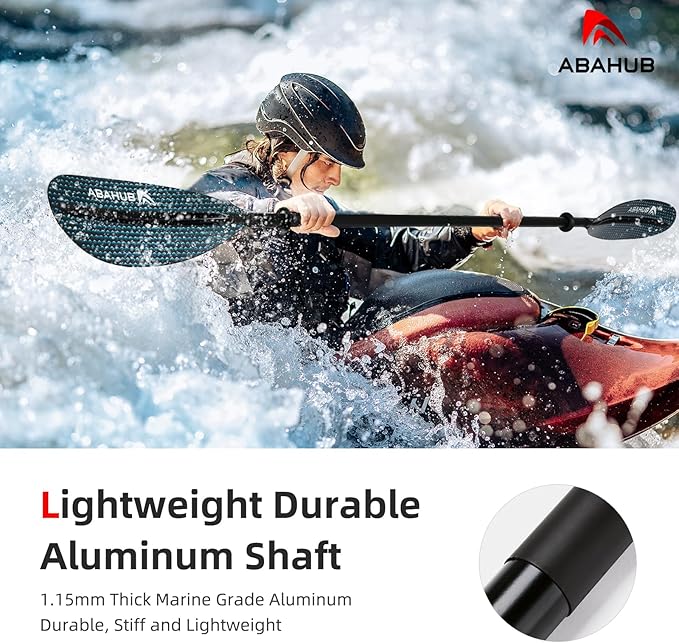 Abahub Kayak Paddle, 90.5 Inches Kayaking Oars for Boating, Canoeing with Free Paddle Leash, Aluminum Alloy Shaft Black/Blue/Green/Orange/Yellow Plastic Blades-StrideForce Fitness