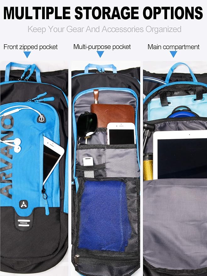 Hydration Backpack, Lightweight Hydration Pack with 2L Water Bladder, 6L Water Backpack for Men Women Cycling, Hiking, Mountain Biking, Skiing-StrideForce Fitness