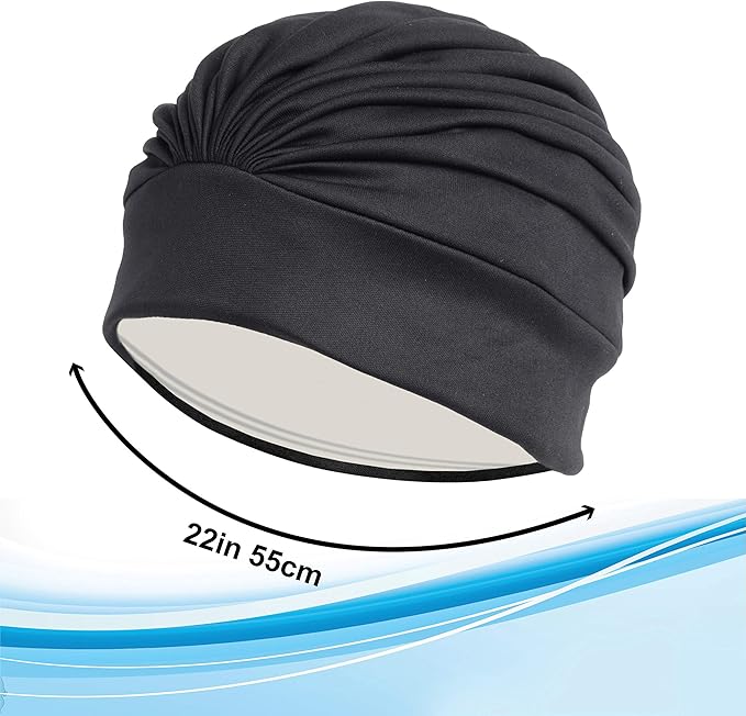 BEEMO Swim Caps for Women Swimming Turban Polyester Latex Lined Pleated for Ladies-StrideForce Fitness