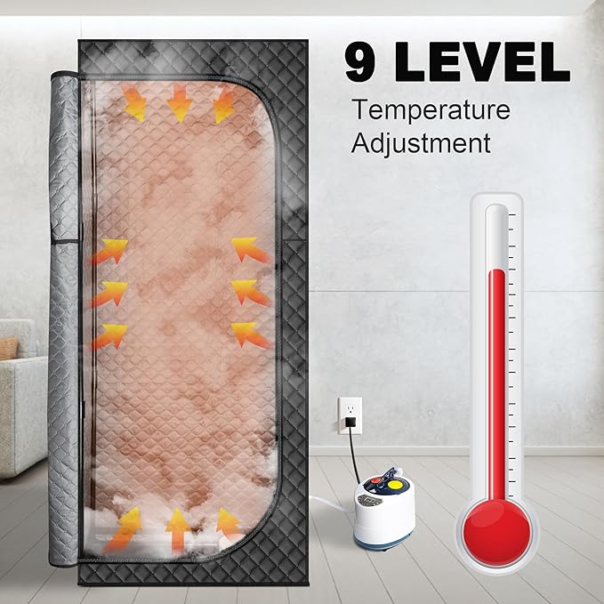 MIXC Portable Steam Sauna Box, Portable Sauna for Home, Person Sauna Tent Sauna Box at Home Spa with 2.6L & 1500W±10%, Remote Control, Folding Chair, Home Sauna for Gym,Pilates,Garage,Hot Tub-StrideForce Fitness