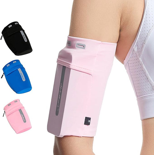 HiRui Running Armband Sleeve Universal Sports Armband Cell Phone Holder Armband for Exercise Workout, Compatible with iPhone 16/15/14/13/Plus/Pro Samsung Galaxy All Phones (M, Pink)-StrideForce Fitness
