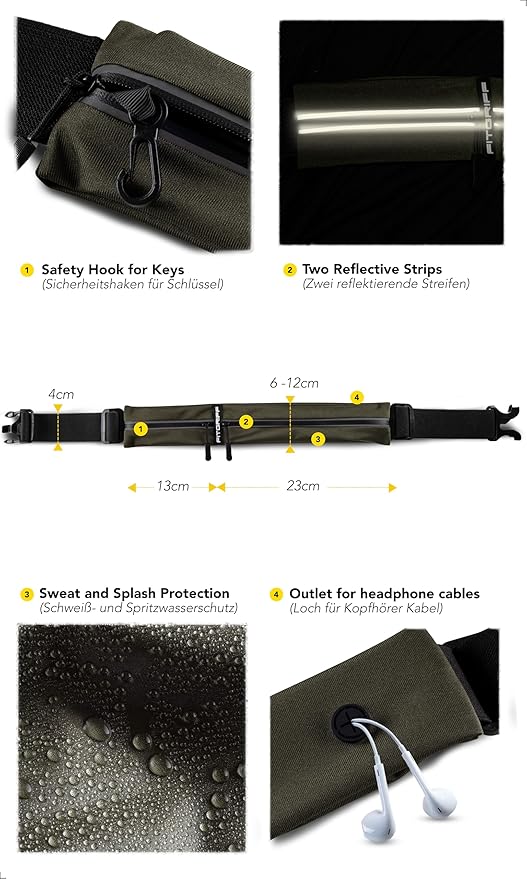 Fitgriff® Running Belt for Men & Women - Secure Jogging Pouch for Phone, Keys & Essentials - For All Cell Phones-StrideForce Fitness