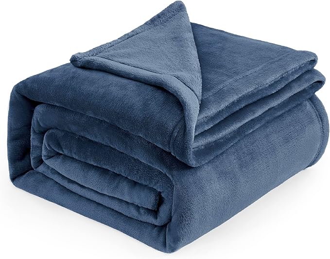 Bedsure Fleece Bed Blankets Full Size Mineral Blue - Soft Lightweight Plush Fuzzy Cozy Luxury Blanket Microfiber, 84x90 inches-StrideForce Fitness