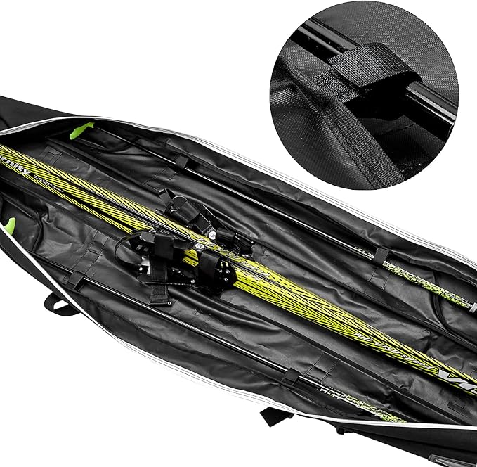 Ski Bag,Single Ski Bags for Air Travel,Ski Bag with Separate Pole Slot,Ski Travel Bag for Snow Gear, Poles and Accessories-StrideForce Fitness