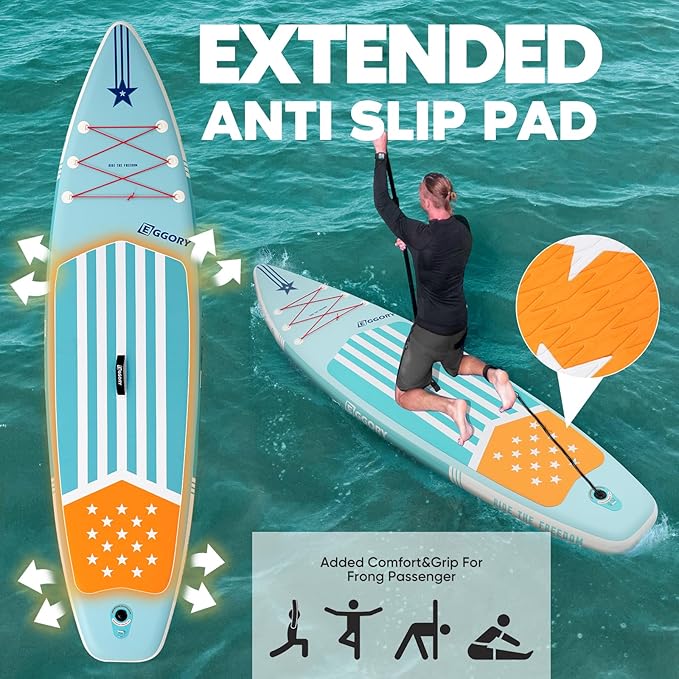 Inflatable Paddle Board,Stand Up Paddle Board Set, Extra Wide SUP Board with Removable Fin, Floating Paddle, Hand Pump, Waterproof Phone Pouch,Traveling Board-StrideForce Fitness