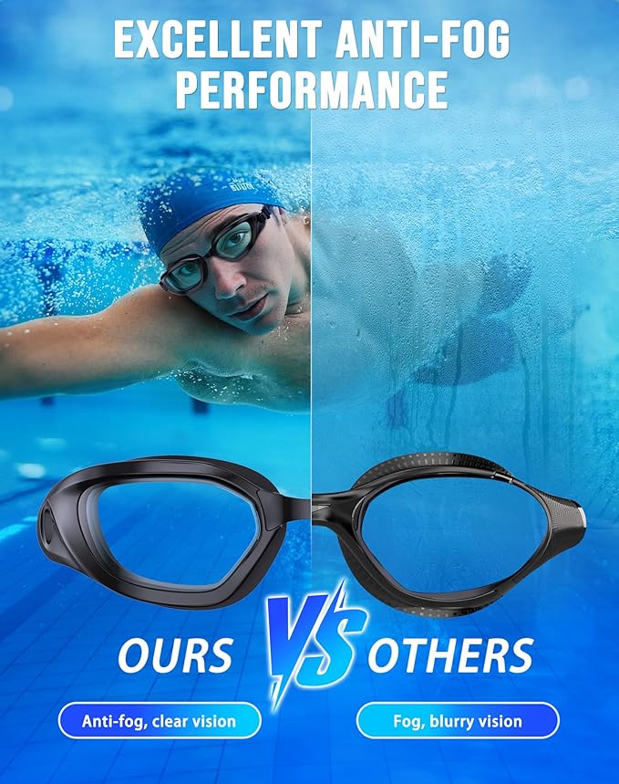 Swim Goggles, Unisex Adult Swimming Goggles Anti Fog Anti UV No Leakage Wide View for Men Women Youth-StrideForce Fitness