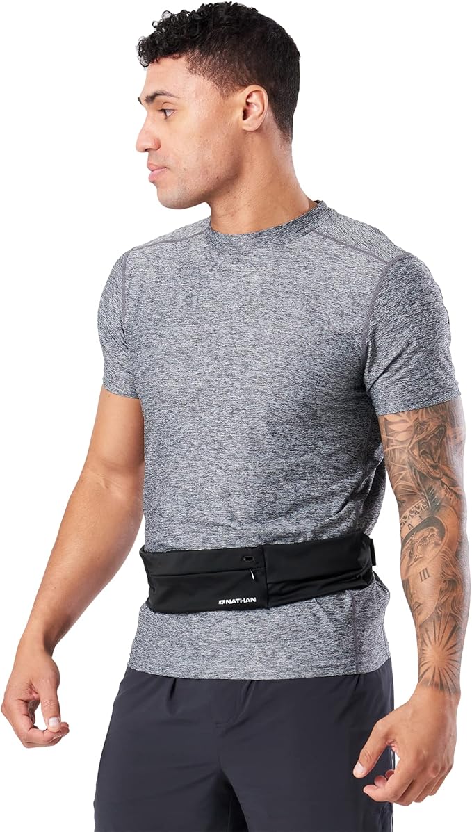Nathan Running Belt Adjustable Fit Zipster, Zippered, Weather-Resistant Pocket & Two Quick-Stash Pockets for Running Gear, Running Fanny Pack, Walking, Hiking, Gym-StrideForce Fitness