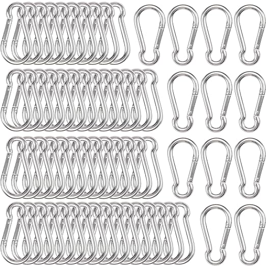 60 Pcs Carabiner Clip Spring Snap Hook, M8 3 Inch Heavy Duty Galvanized Steel Spring Snap Hook, Quick Link Keychain Clip for Keys Swing Set Camping Fishing Hiking Traveling(550 lbs Capacity)-StrideForce Fitness