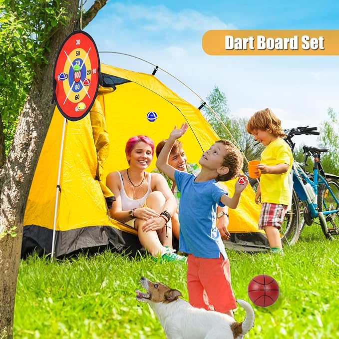 2 in 1 Basketball Hoop and Dart Board, 14" Dart Board for Kids, Basketball Hoop for Kids Toddlers, Sports & Outdoor Play, Birthday Gift Toys for 3 4 5 6 7 8 9 10 Year Old Boys Girls Kids, Party Favors-StrideForce Fitness