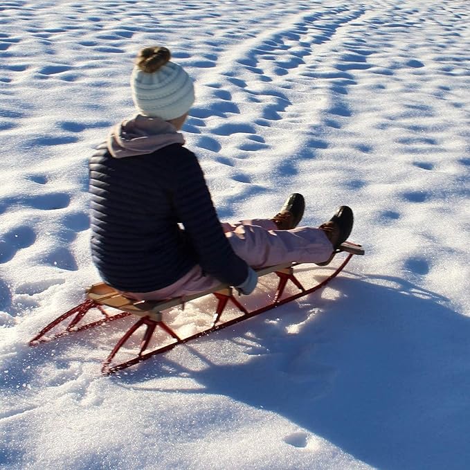 Flexible Flyer Metal Runner Sled. Steel & Wood Steering Snow Slider-StrideForce Fitness