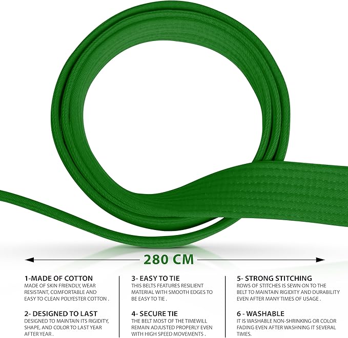 DXM SPORTS BJJ Jiu Jitsu Belt - Taekwondo Karate Belt - Martial Arts Uniform Ranking Judo Belt Double Stitched for Kids Adult-StrideForce Fitness