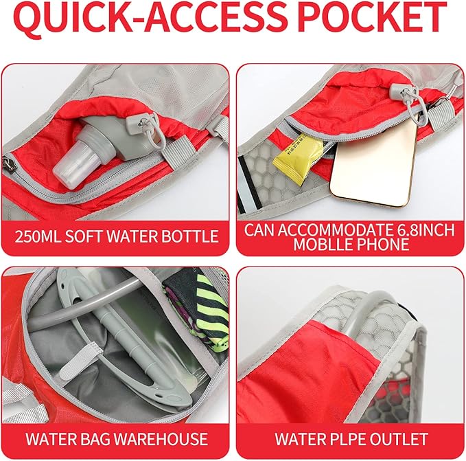 Hydration Pack Backpack, Lightweight Water Backpack with 2L Leakproof Hydration Bladder Daypack for Men Women,Running Hydration Vest for Outdoor Trail-StrideForce Fitness