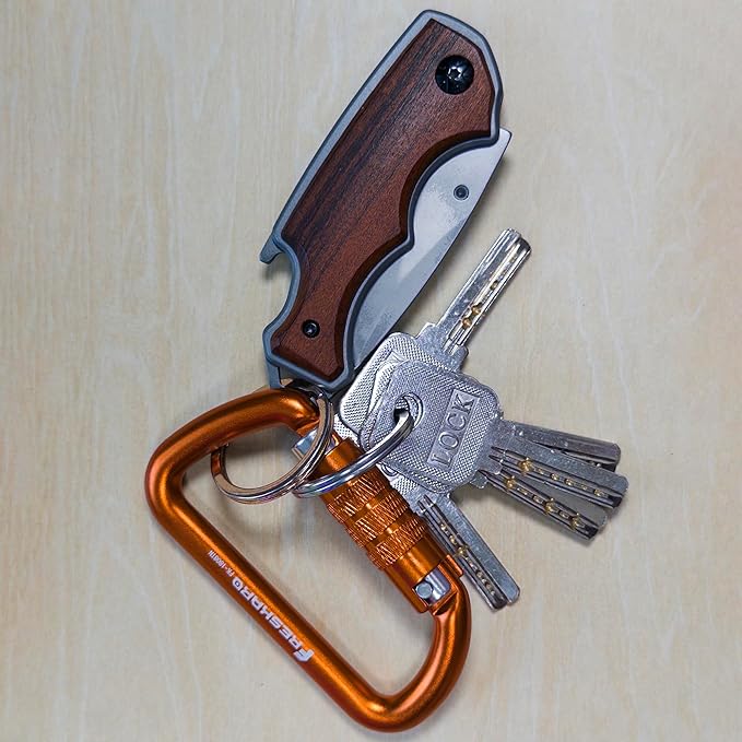 FresKaro 3inch 12kN-2698lbs Auto Locking Carabiner Clips, Solid D Shape, Heavy Duty 7075 Aluminum, Lightweight 1.09oz, Rust Proof, for Hammock, Hiking, Dog Leash, Keychain etc., Multi-Colors-StrideForce Fitness