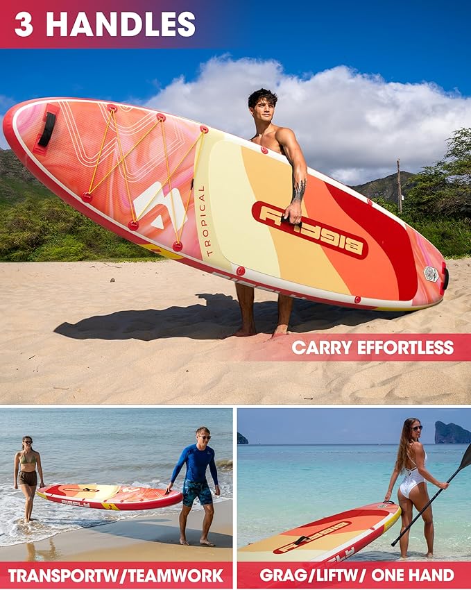 Bigfly Inflatable Stand Up Paddle Board 11’*34”*6”, Blow Up Paddle Board for Adults,with Detachable Fins, Pump, Floating Paddle, Safety Leash,Backpack-StrideForce Fitness
