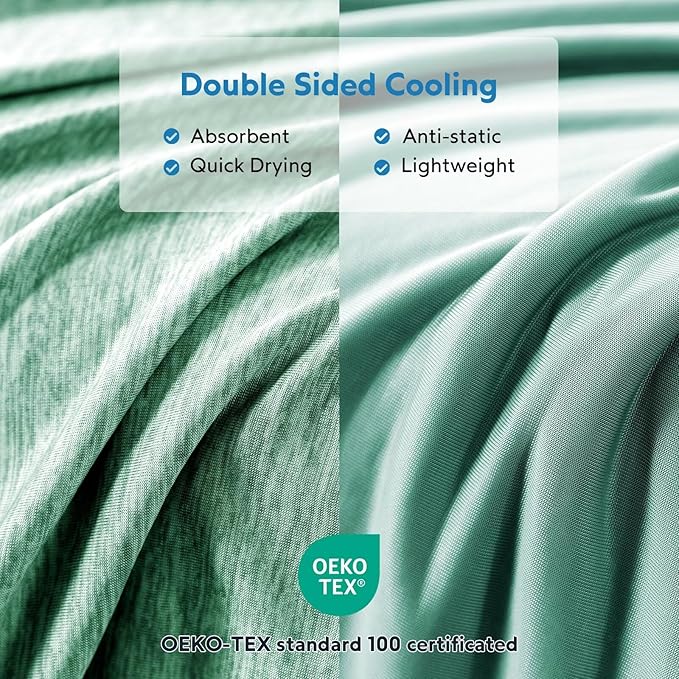 HOMFINE Cooling Blankets for Hot Sleepers - Summer Blanket Thin Lightweight Breathable Soft Double Side Enhanced Cooling for Bed Couch Sofa, Keep Cool for Night Sweats (Green, 50 x 70 inches)-StrideForce Fitness