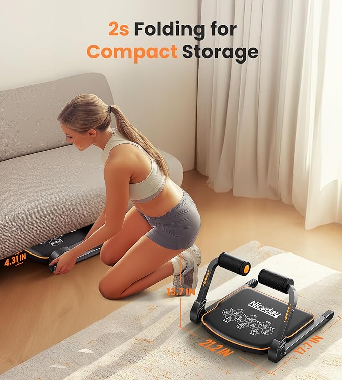 Niceday Ab Workout Equipment, Ab Machine for Stomach Workout, Ab Trainer Machine for Home, Ab Crunch Machine for Home Exercise, Sit Up Machine with Resistance Bands and 330 LBS Weight Capacity-StrideForce Fitness