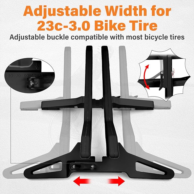 Adjustable Bike Parking Stand Fits 16-29 Inch Bicycles, Compatible with 23c-3.0 Tire Width – Heavy-Duty Plastic, Easy Installation, Stylish Two-Tone Design (Black)-StrideForce Fitness