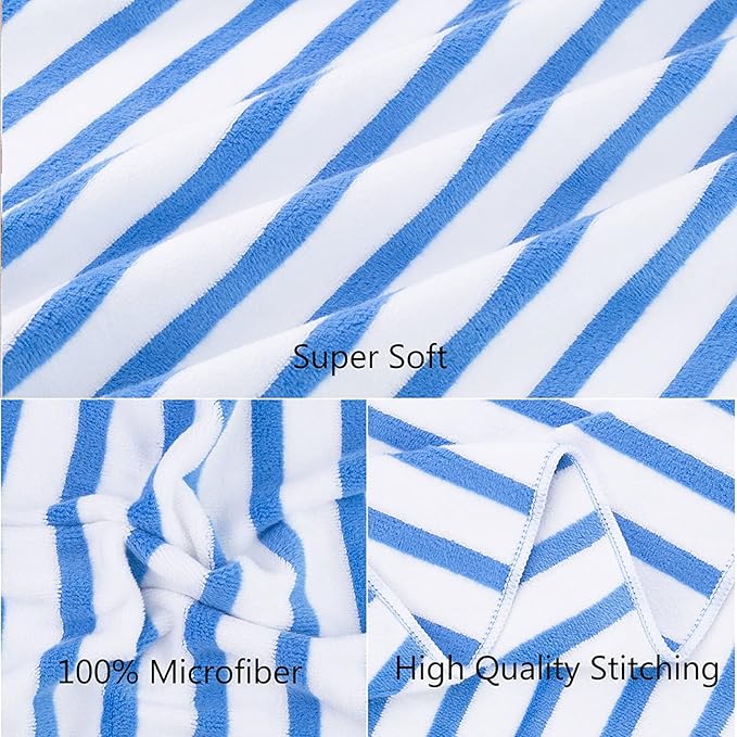 JML Microfiber Towels, Bath Towel Sets (4 Pack, 27" x 55") - Extra Absorbent, Fast Drying, Multipurpose for Bath, Swimming, Fitness, Sports, Yoga,Stripe Blue-StrideForce Fitness