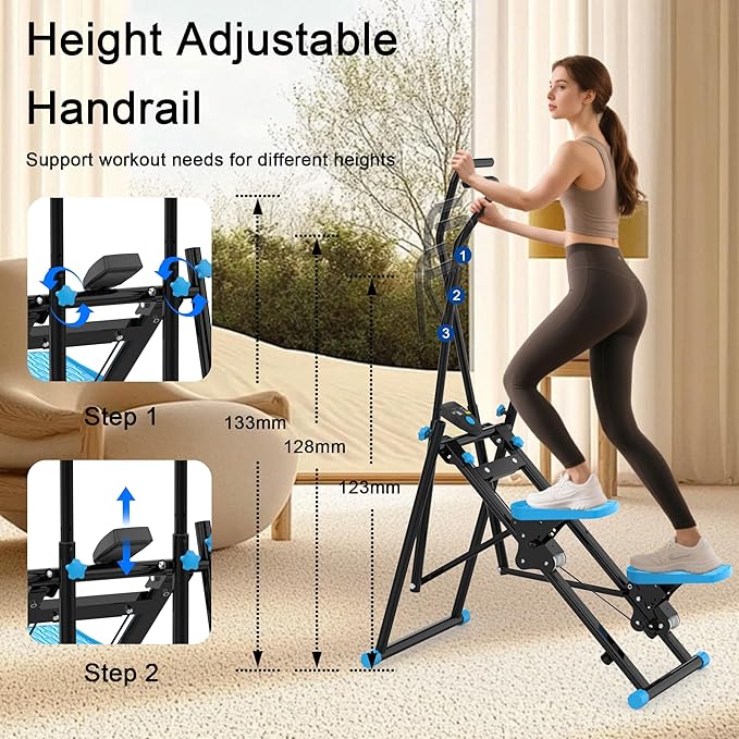 Stair Stepper for Home Gym, Vertical Stair Climber Cardio Exercise Machine for Full-Body Workout,Steppers for Exercise at Home Adjustable Handlebar & Pedals with 330LBS Loading Capacity-StrideForce Fitness