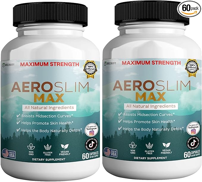 Aeroslim Max Natural Dietary Supplement, 60 Capsules, Maximum Strength, Vegan, Gluten Free, Non-GMO, Made in USA (2)-StrideForce Fitness