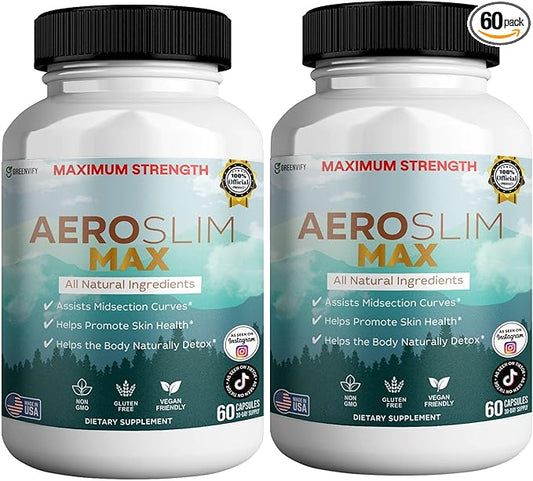 Aeroslim Max Natural Dietary Supplement, 60 Capsules, Maximum Strength, Vegan, Gluten Free, Non-GMO, Made in USA (2)-StrideForce Fitness