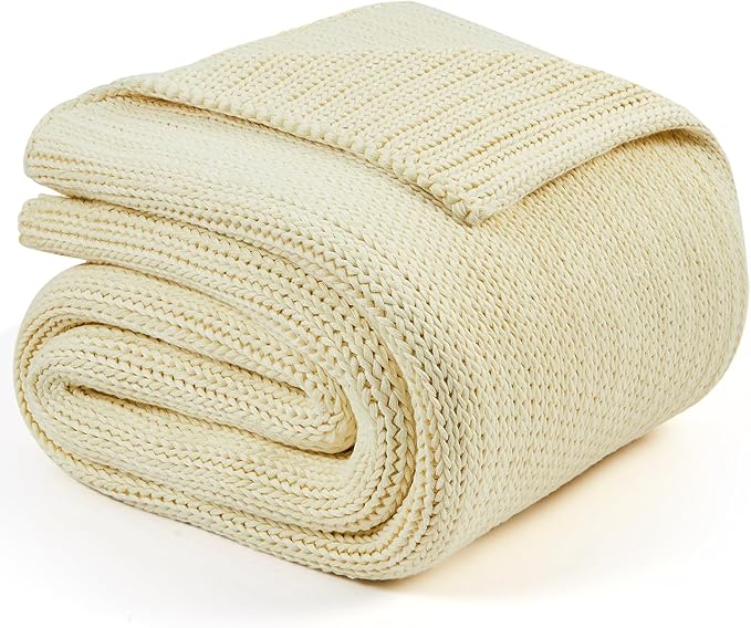 L'AGRATY Heavy Weighted Blanket - 50"x60", 10lbs Cooling Chunky Knit, Braided Crochet Throw with Thick Cable Yarn, Machine Washable-StrideForce Fitness