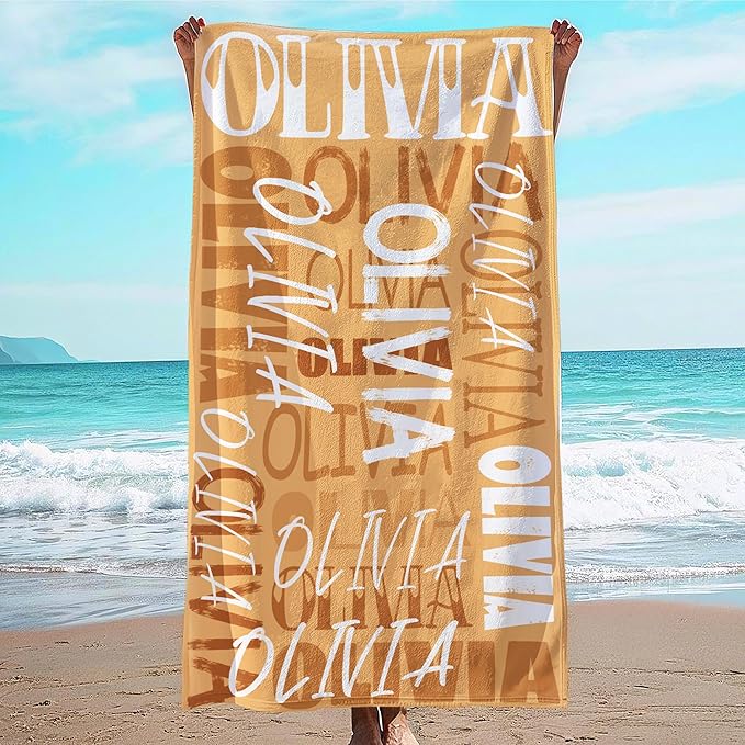 JML Personalized Beach Towel with Name, Custom Beach Towel with Name, Customized Microfiber Pool Towel, Quick Dry & Absorbent Swim Towel for Adult,Anniversary, Birthday, Summer Holiday,Vacation-StrideForce Fitness