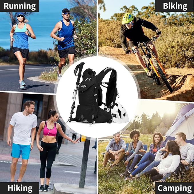 Hydration Pack Backpack, Lightweight Water Backpack with 2L Leakproof Hydration Bladder Daypack for Men Women,Running Hydration Vest for Outdoor Trail-StrideForce Fitness