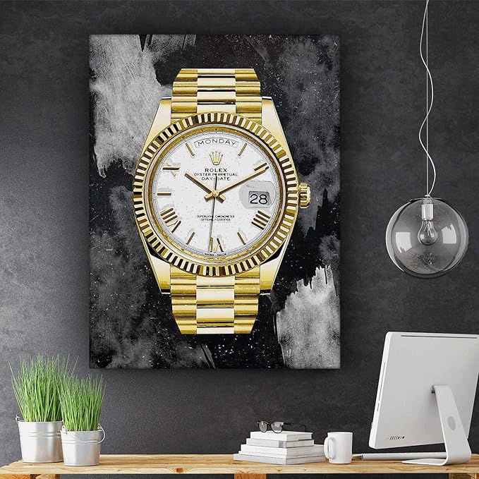 SuccessHunters Luxury Gold Watch Canvas Print Office Wall Decoration Home Decor Modern Art Prints Inspiration Motivation Inspire Entrepreneur Quote Inspirational Motivational House Decal (8 x 8 in)-StrideForce Fitness