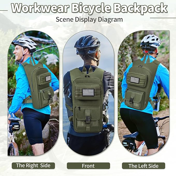 Hydration Backpack, Tactical Molle Water with 2L TPU Water Bladder, for Men Women Lightweight Water Backpack, Hydration Pack for Hiking, Biking, Climbing and Hunting-StrideForce Fitness