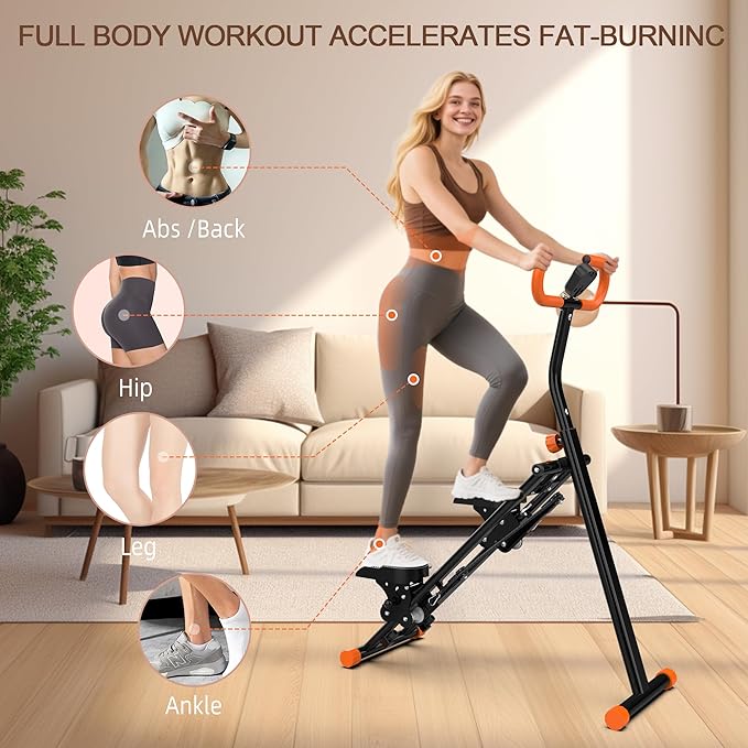 Stair Stepper for Home, Folding Vertical Climber Workout Machine for Full-Body Exercise Stair Stepper with Stable Frame Adjustable Handlebar & Pedals-StrideForce Fitness