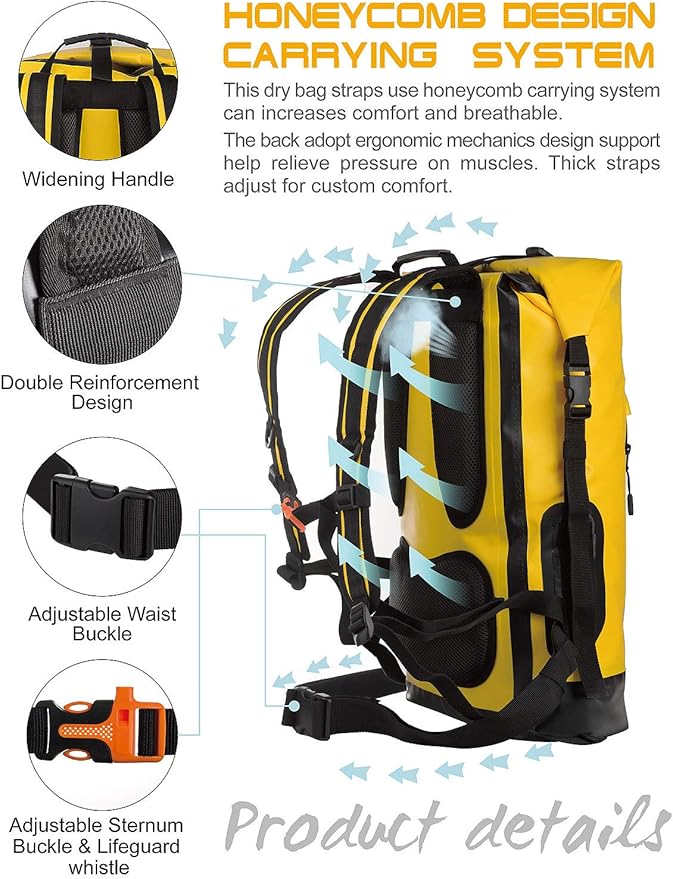 IDRYBAG Waterproof Backpack for Men 20L/30L/40L, Floating Dry Bag Kayak, Dry Backpack Hiking-StrideForce Fitness