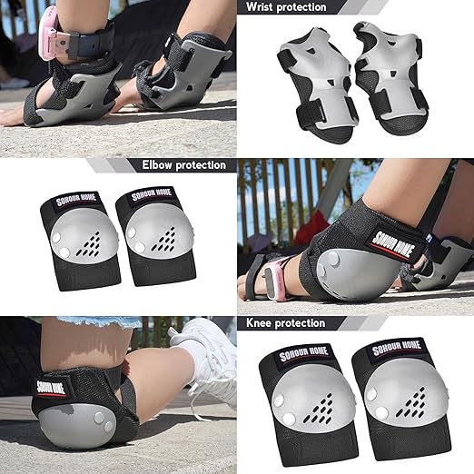 Youth/Kids Knee Pads Elbow Pads Wrist Guards Protective Gear Set for 3-15 Years Child Roller Skates, Skateboard, Cycling, Inline Skating, BMX Bike, Balance Bike, Scooter Riding and Other Outdoor Sports-StrideForce Fitness