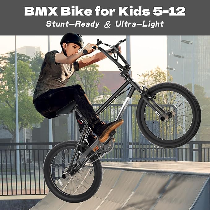 67i Boys BMX Bike 18/20 Inch Ages 8-12 Kids Bicycle with Front Rear U Brake Adjustable Seat Iron Fork 2.09" Wide Tires-StrideForce Fitness