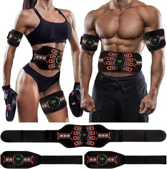 Electronic Muscle Stimulator, Abs Stimulator Muscle Toner, Ab Machine Trainer for All Body, Rechargeble for Fitness Strength Training Workout Equipment for Men and Women(Waist + Arms)-StrideForce Fitness