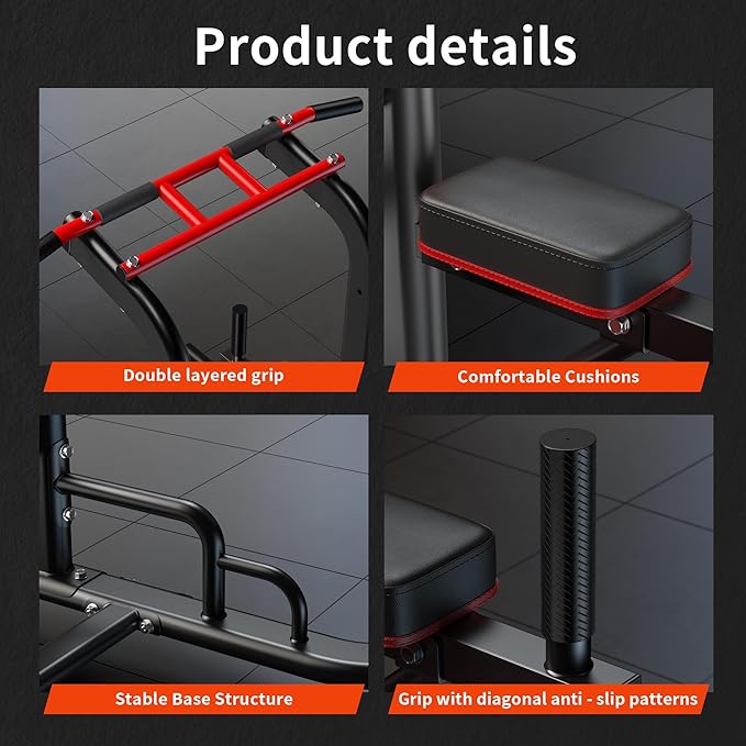 sogesfurniture Adjustable Dip Station & Pull Up Bar – Heavy Duty Calisthenics Workout Equipment for Home Gym, Multi-Function Fitness Training with Push Up Handles, Dips, Pull Ups & Push Ups-StrideForce Fitness