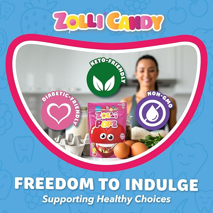 Zollipops - Valentines Pack - Clean Teeth Pops Sugar Free Candy with Xylitol, Dye-Free Lollipops - Keto & Diabetic-Friendly, Dentist-Approved Treats for Kids (Natural Fruit Flavors, 5.2 oz, Heart Shape)