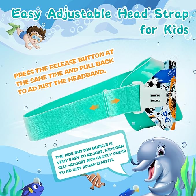 Kids Swim Goggles with Nose Cover, 180° Panoramic Snorkel Mask with Anti-Fog & Anti-Leak Design, Comfort Fabric Strap UV Protection Lens for Boys Girls Ages 3-15-StrideForce Fitness