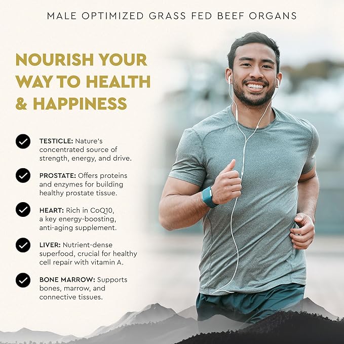Ancestral Supplements Mofo, Supplements for Men, Support for Energy Levels and Overall Men's Health and Wellness, Non-GMO Grass Fed Beef Organ Supplement with Liver, No Fillers, 180 Capsules-StrideForce Fitness