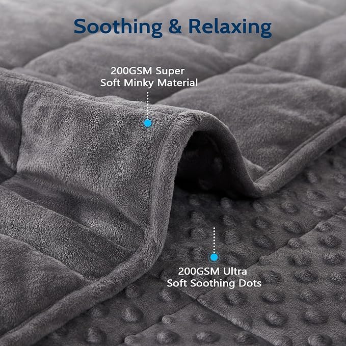L'AGRATY Weighted Blanket for Adult - 60"x80" 20lbs Minky Dots Heavy Blanket with Glass Beads: Soft Breathable for All-Season Summer Fall Winter Thick Comfort for Sleeping-StrideForce Fitness