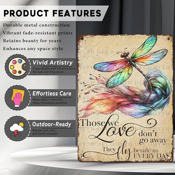 Vintage Tin Sign Those We Love Don't Go Away They Fly Belive Us Every Day Tin Sign for Home Farm Outdoor Bathroom Restaurant Cafes Bars Club Kitchen Garage Art Wall Decor 12 * 16inch-StrideForce Fitness