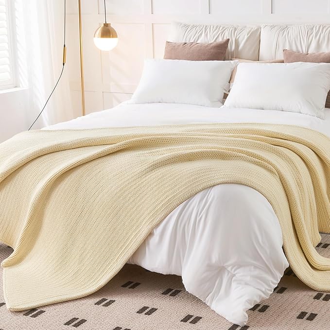 L'AGRATY Knitted Weighted Blanket - 60"x80" 15lbs Cooling Chunky Knit Heavy Blanket for Adults Braided Crochet Throw Thick Cable Yarn Knit Decorative No Beads Evenly Weighted Machine Washable-StrideForce Fitness