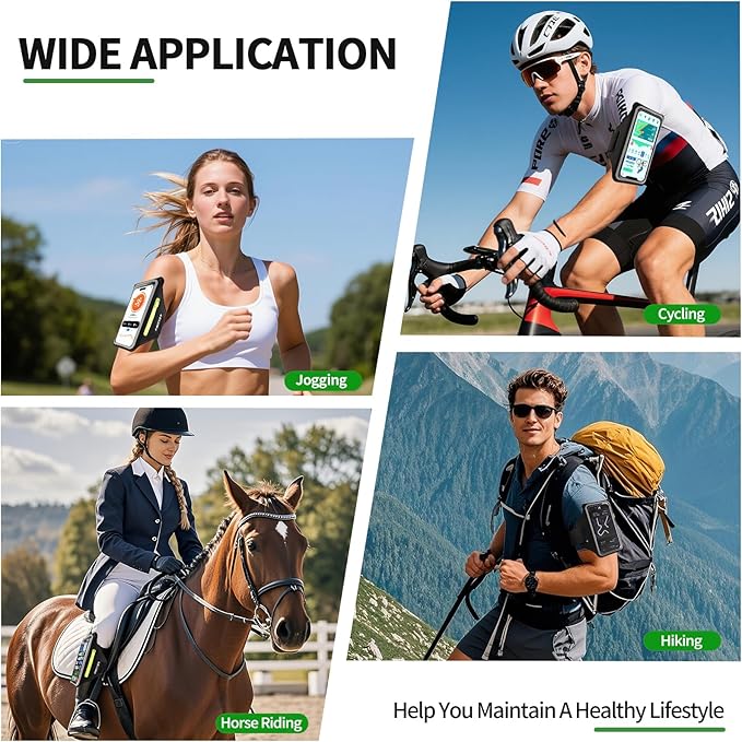 Running Armband with Earphone Bag for iPhone 16/15/14 Max/Pro/Plus & Galaxy S20/S10, Touchscreen Compatible, Phone Holder for Running with Card Slot & Key Pockets, Fit Up to 6.9 Phone-StrideForce Fitness